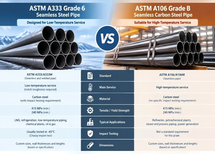 ASTM A333 Grade 6 vs ASTM A106 Grade B ASTM A333 Grade 6 vs ASTM A106 Grade B
